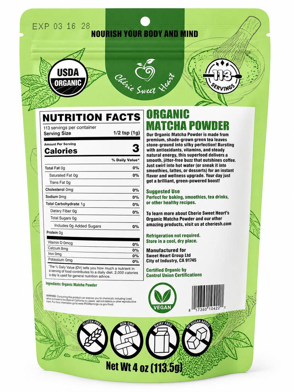 X2 Organic Matcha Powder Green Tea – USDA Organic, Vegan, Non-GMO, Antioxidant-Rich Matcha Tea Powder | 4 oz (113.5g) – Pack of 2