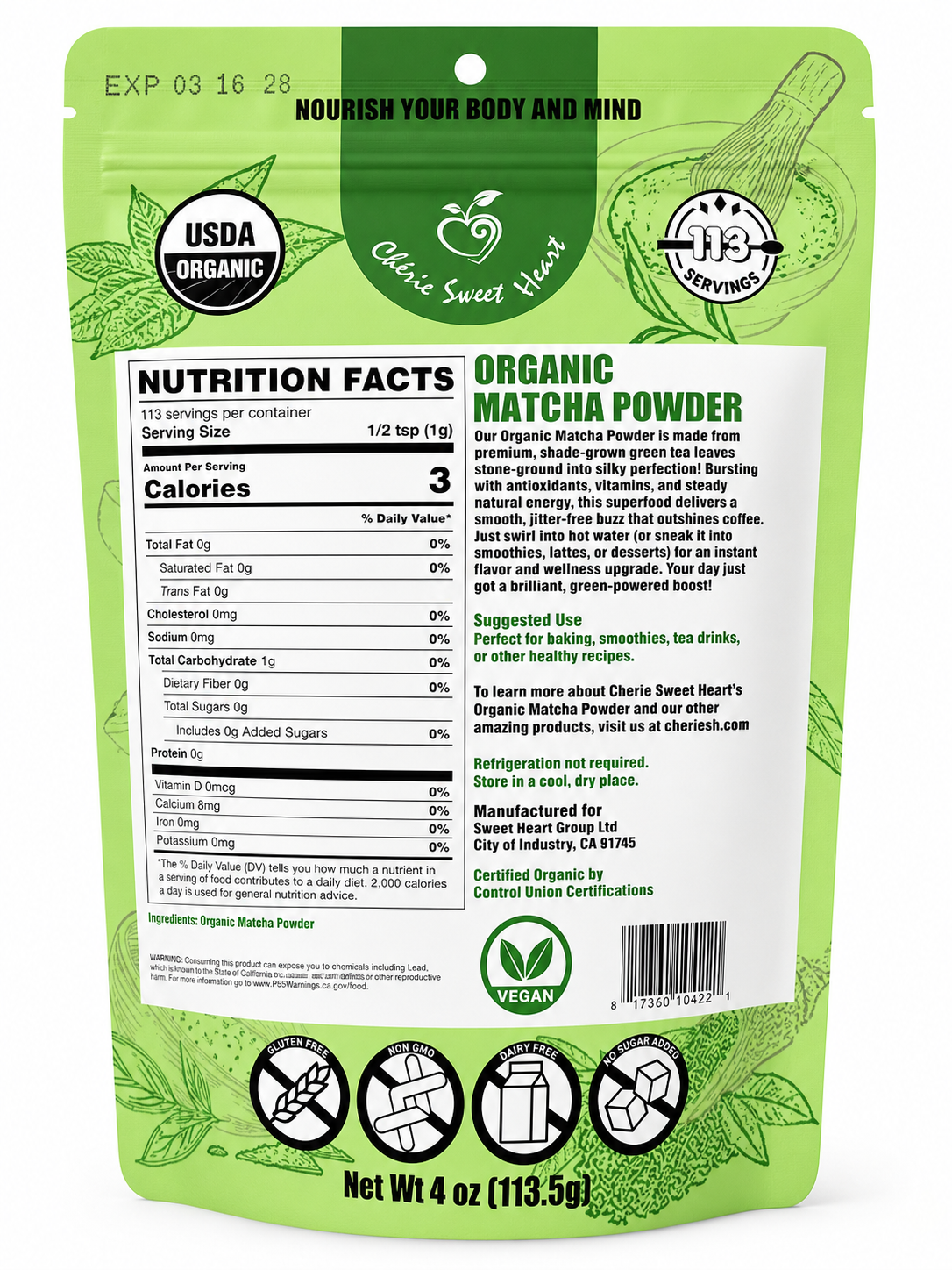 X2 Organic Matcha Powder Green Tea – USDA Organic, Vegan, Non-GMO, Antioxidant-Rich Matcha Tea Powder | 4 oz (113.5g) – Pack of 2