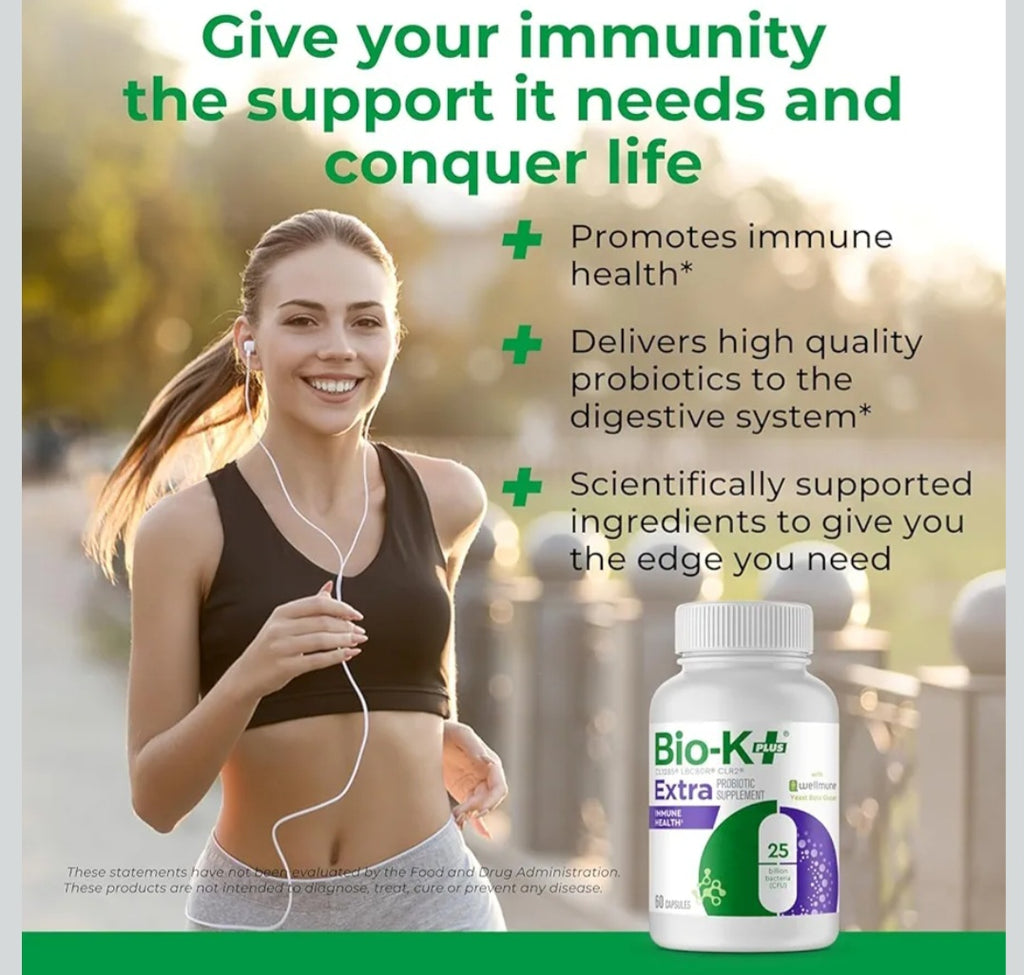 Bio-K+ Extra Probiotic Supplement – Immune Health Support | 25 Billion CFU | 60 Capsules