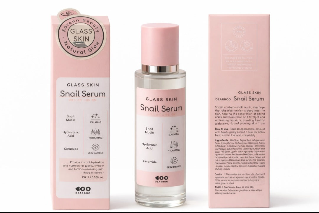 Korean Glass Skin Snail Serum Hydrating & Calming 100ml Dearboo