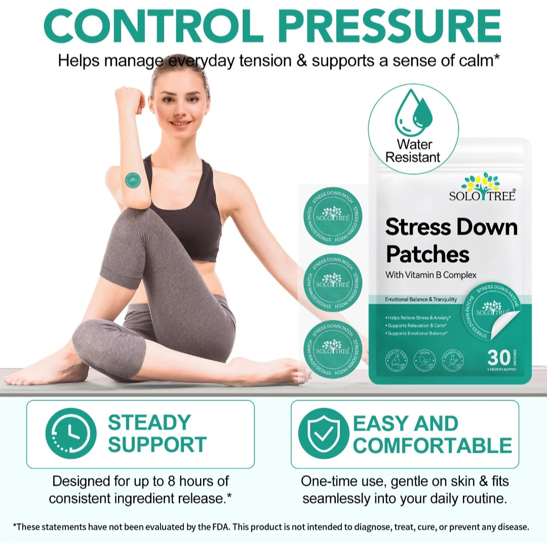 Stress Down Patches with Vitamin B Complex – Emotional Balance & Calm (30 Patches)