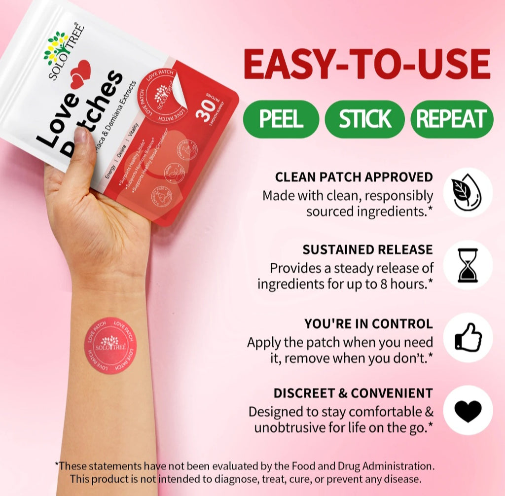SOLOTREE Love Patches – Maca & Damiana | Energy, Desire & Vitality