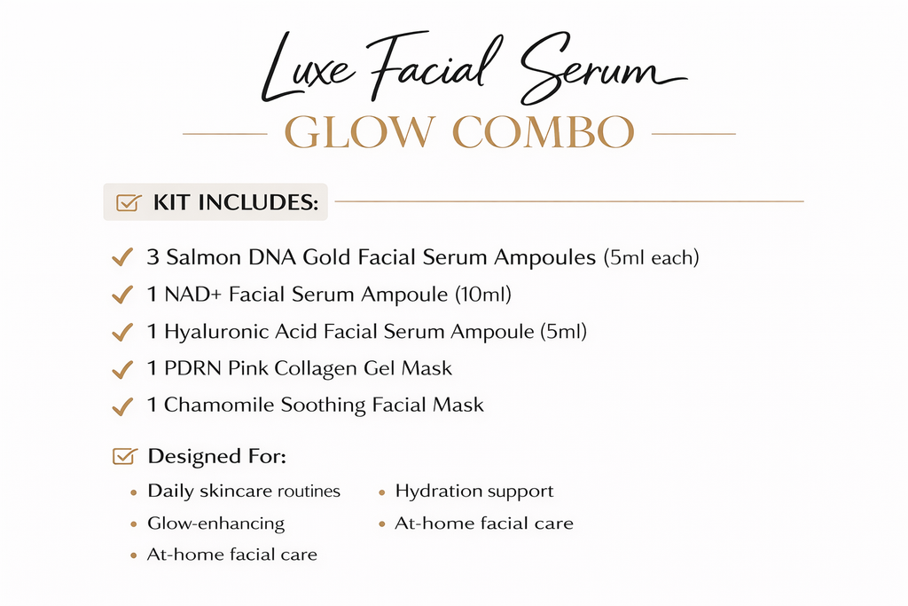 Luxe Facial Serum Glow Kit | 6-Piece Skincare Set | Hydration & Glow