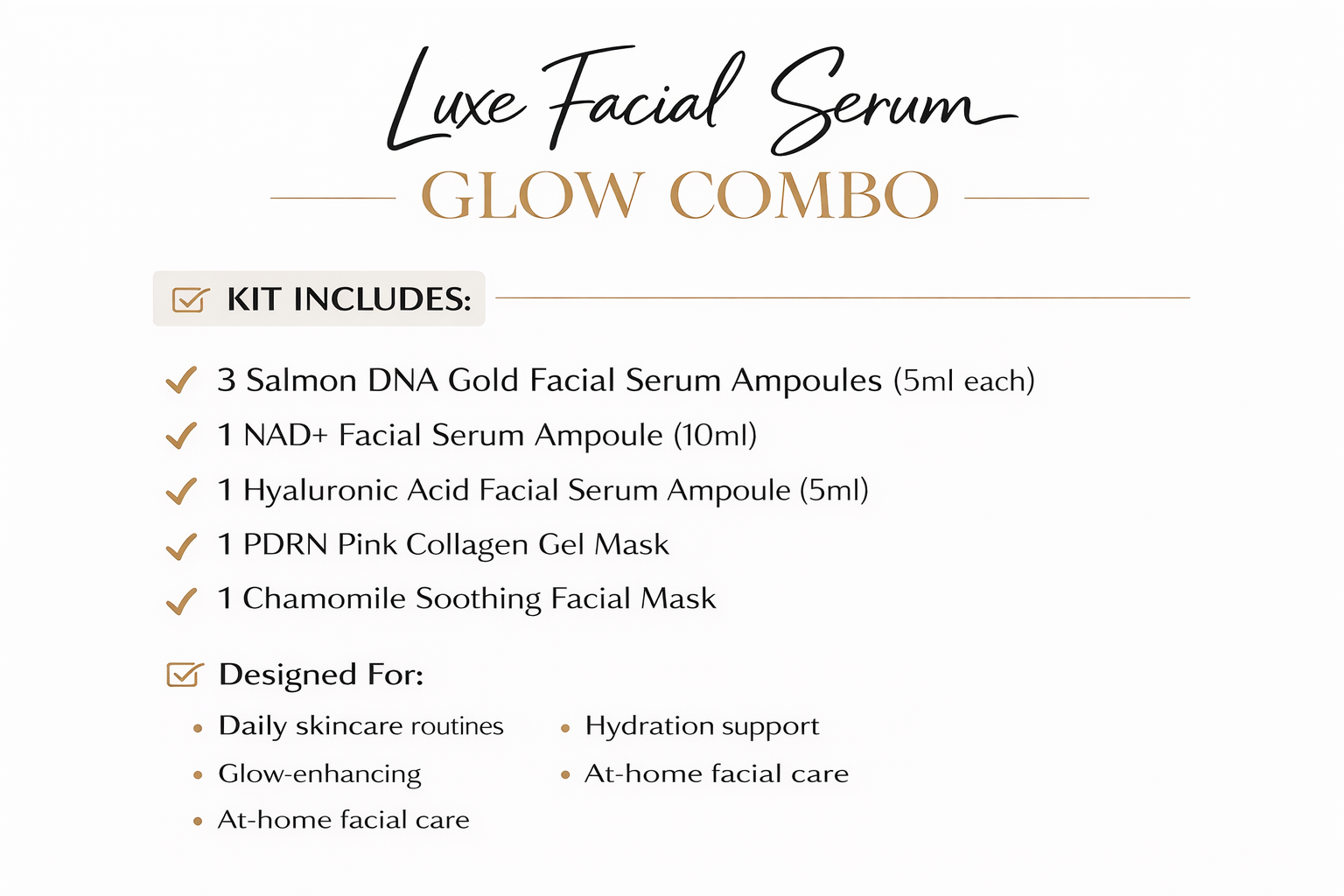 Luxe Facial Serum Glow Kit | 6-Piece Skincare Set | Hydration & Glow