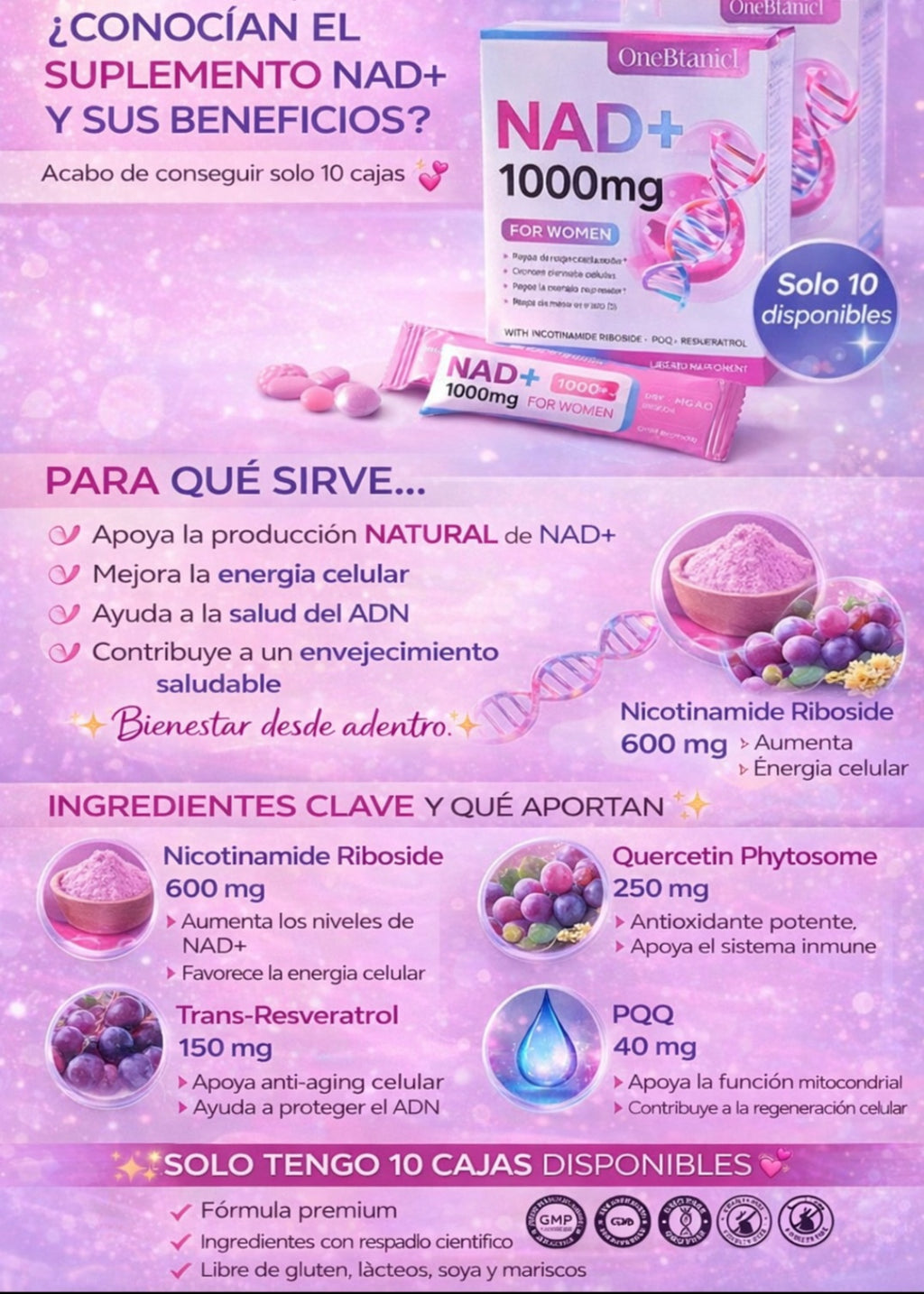 NAD+ 1000mg for Women – Cellular Energy & Healthy Aging (21 Sticks)