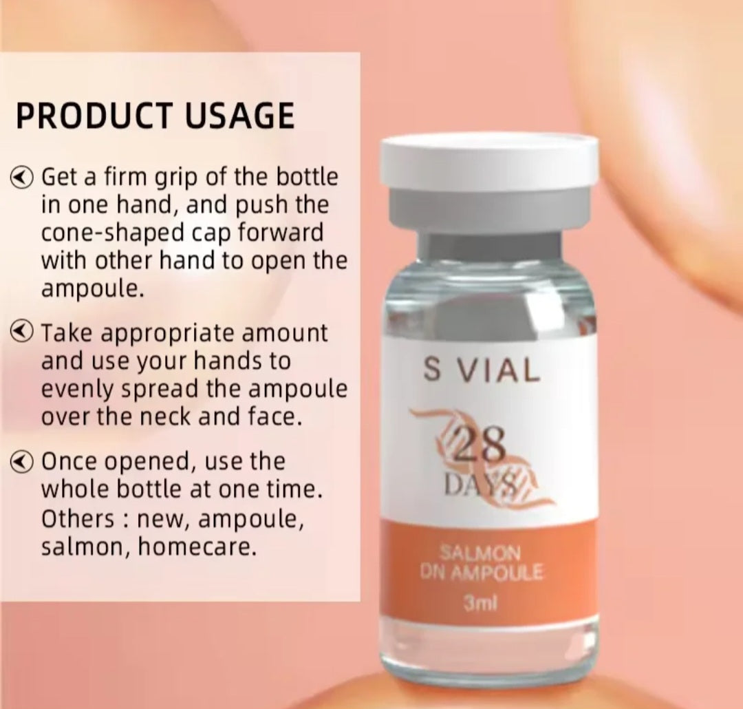 Salmon DNA Intensive Moisturizing Ampoule Kit – Hydrating Anti-Aging Facial Serum – S-Vial 3ml x 12
