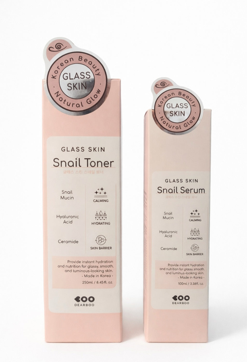 DUO Korean Glass Skin Snail Serum and Toner  Hydrating & Calming Dearboo