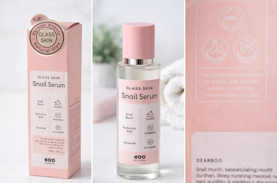 Korean Glass Skin Snail Serum Hydrating & Calming 100ml Dearboo